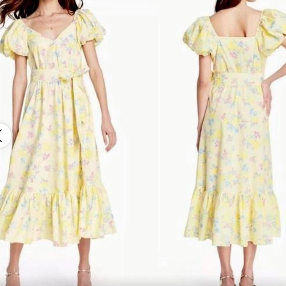 LoveShackFancy x Target Yellow Puff Sleeve Maxi Dress Size 6 - Picture 8 of 8